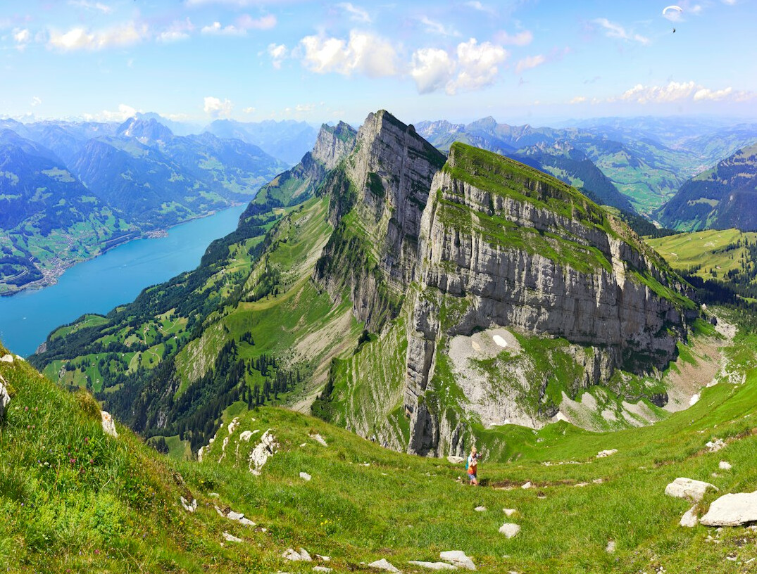 swiss landscape with mountains